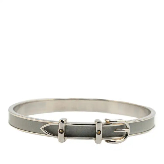 Hermès Palladium Plated Leather Belt Buckle Bangle