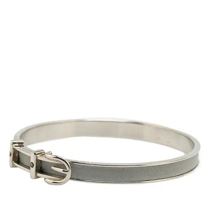 Hermès Palladium Plated Leather Belt Buckle Bangle