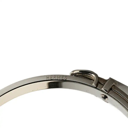 Hermès Palladium Plated Leather Belt Buckle Bangle