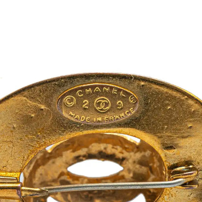 Chanel Gold Plated CC Oval Brooch