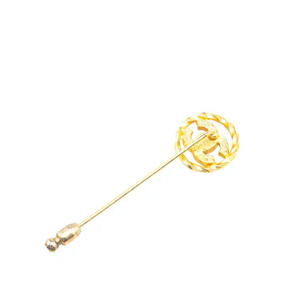 Chanel Gold Plated CC Crystal Brooch Pin