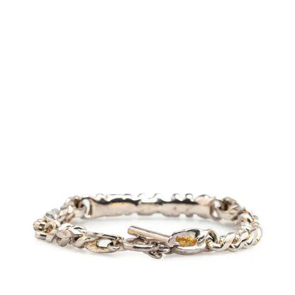 Chanel Silver Plated Enamel Logo Bracelet