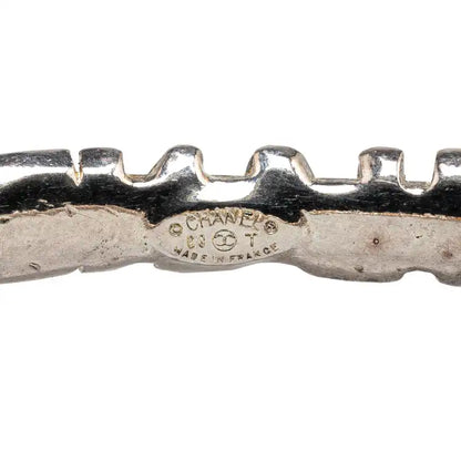 Chanel Silver Plated Enamel Logo Bracelet