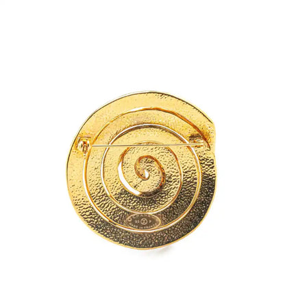 Chanel CC Gold Plated Swirl Round Brooch