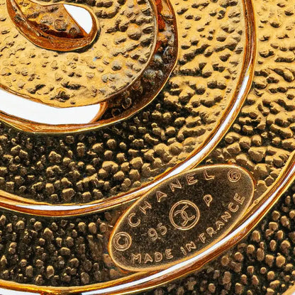 Chanel CC Gold Plated Swirl Round Brooch