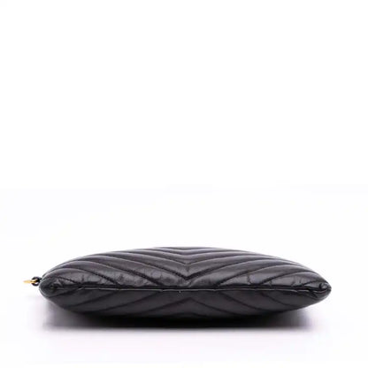 Saint Laurent Chevron Leather Monogram Zip A5 Wristlet Pouch