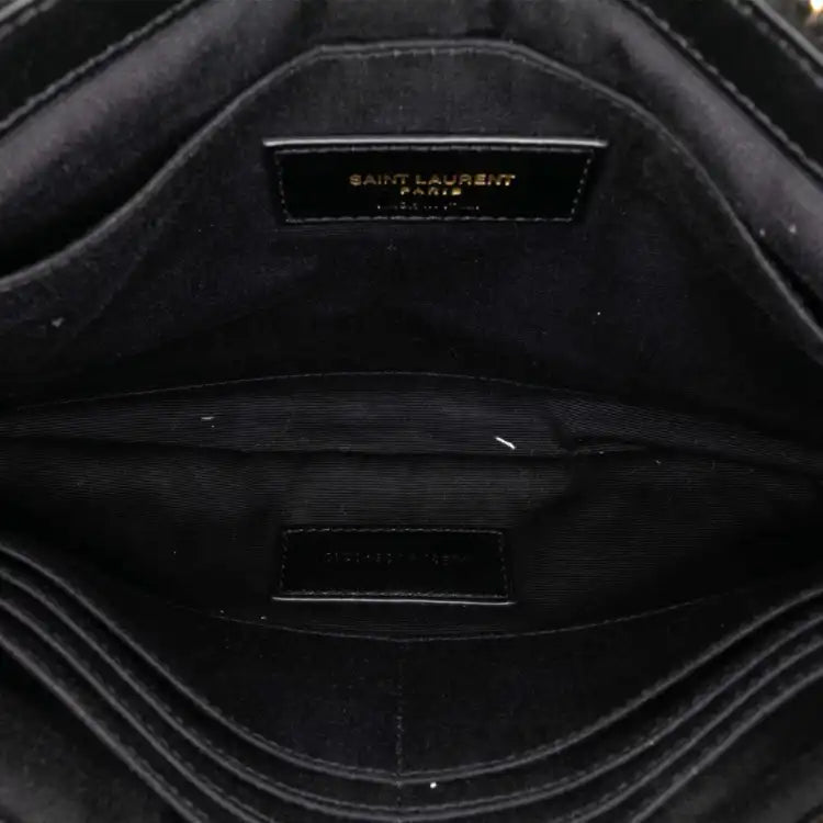 Saint Laurent Chevron Leather Monogram Zip A5 Wristlet Pouch