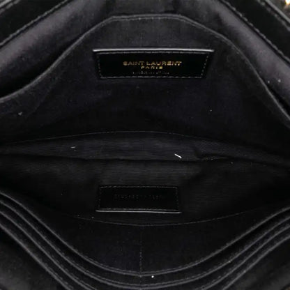 Saint Laurent Chevron Leather Monogram Zip A5 Wristlet Pouch