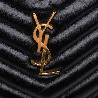 Saint Laurent Chevron Leather Monogram Zip A5 Wristlet Pouch