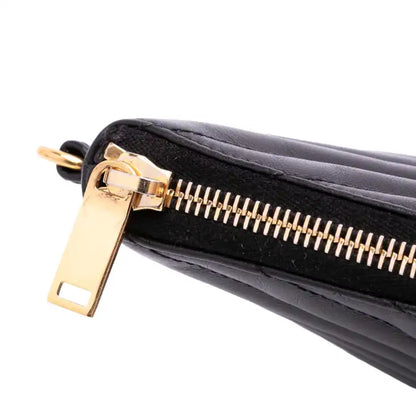 Saint Laurent Chevron Leather Monogram Zip A5 Wristlet Pouch