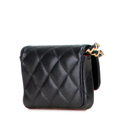 Chanel Quilted Caviar Twist Your Buttons Flap Chain Belt Bag