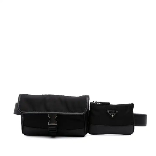 Prada Saffiano Trimmed Tessuto Belt Bag