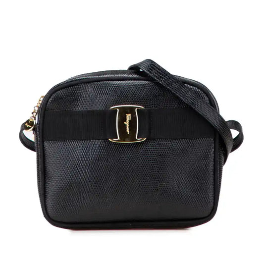 Ferragamo Embossed Lizard Leather Vara Crossbody