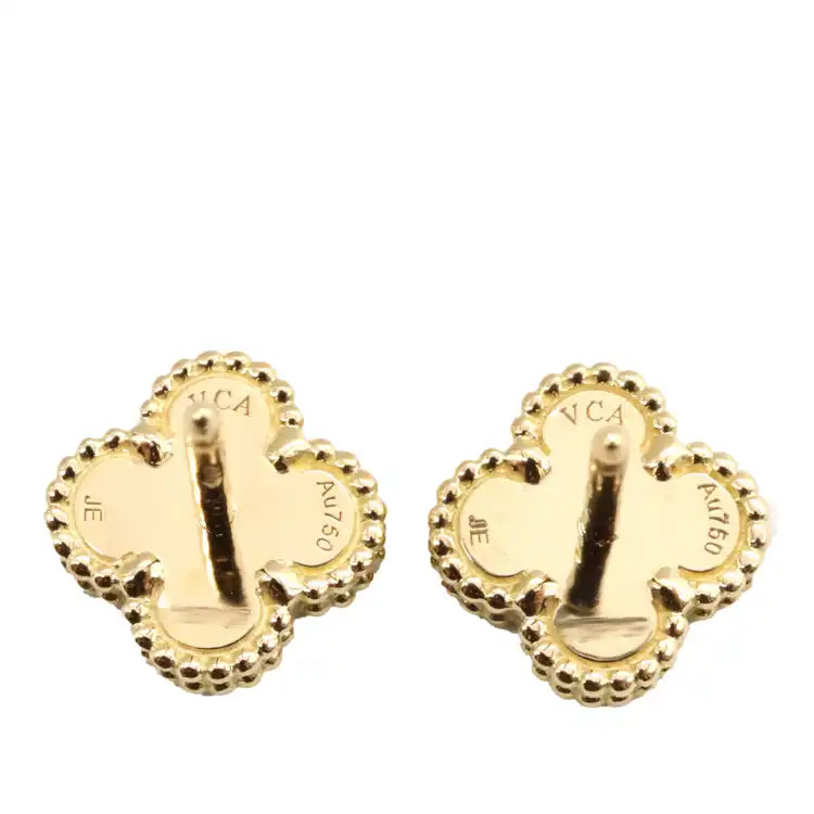 van cleef and arpels 18K Yellow Gold and Onyx Sweet Alhambra Earrings