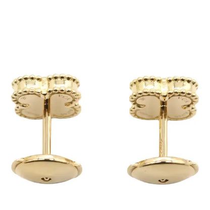van cleef and arpels 18K Yellow Gold and Onyx Sweet Alhambra Earrings