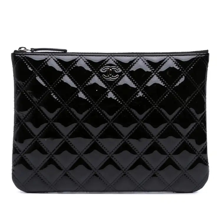 Chanel Medium Quilted Patent O Case Clutch