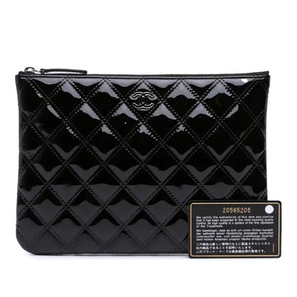 Chanel Medium Quilted Patent O Case Clutch
