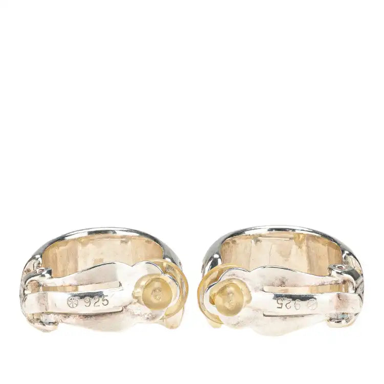 Chanel Sterling Silver Hoop Clip on Earrings