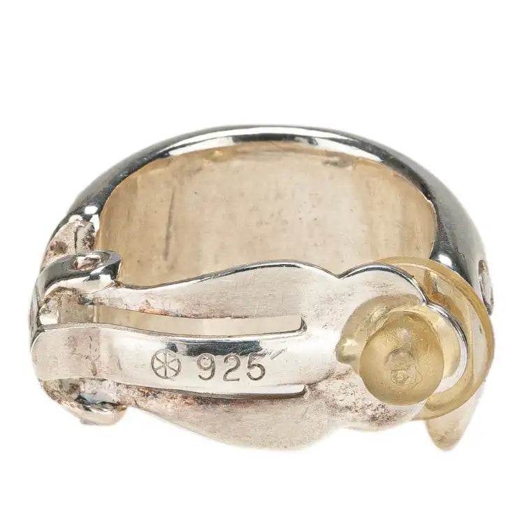 Chanel Sterling Silver Hoop Clip on Earrings
