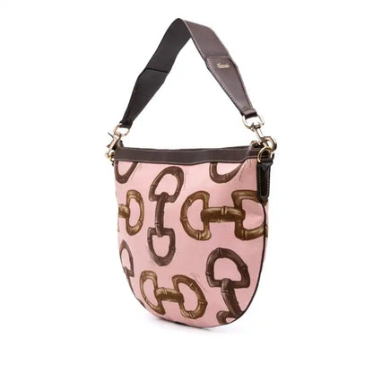 Gucci Canvas Bamboo Horsebit Print Hobo