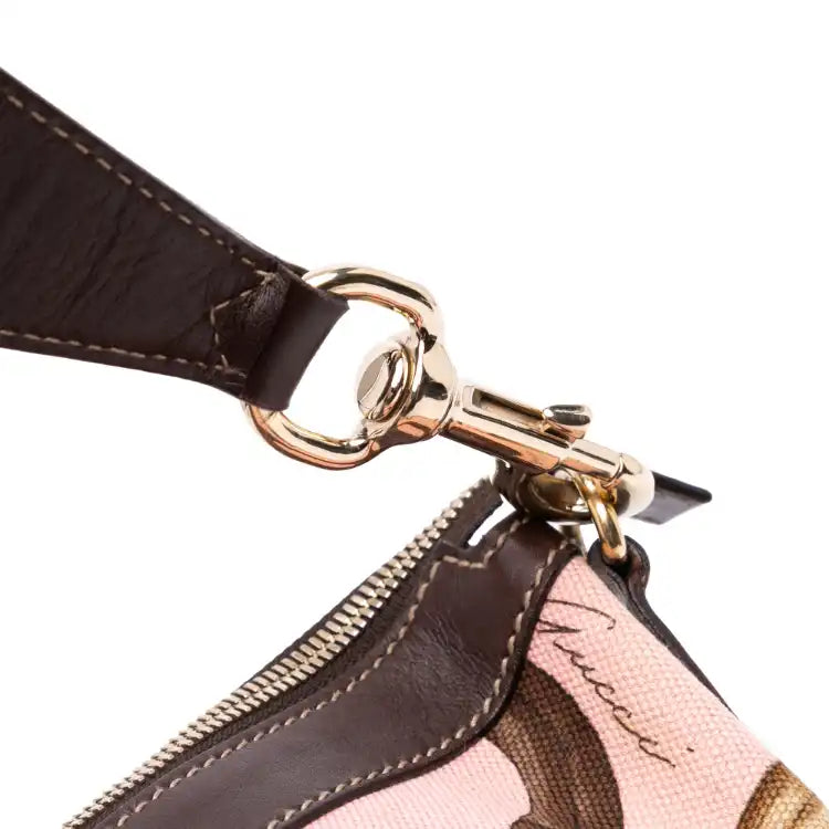 Gucci Canvas Bamboo Horsebit Print Hobo