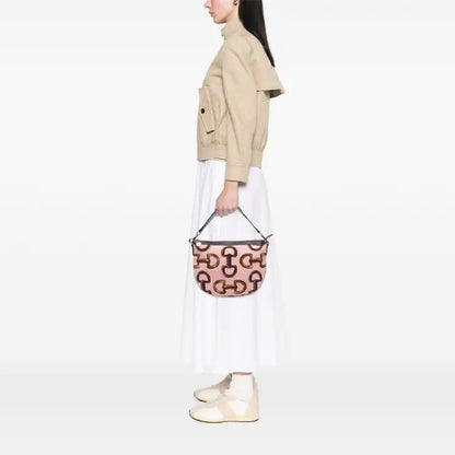 Gucci Canvas Bamboo Horsebit Print Hobo