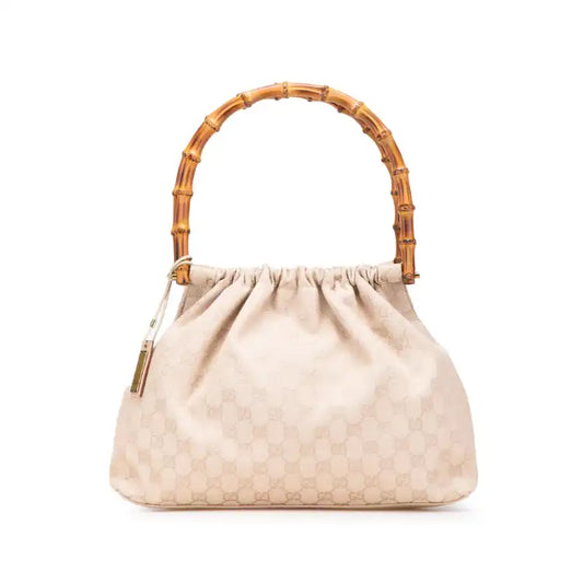 Gucci GG Canvas Bamboo Handbag