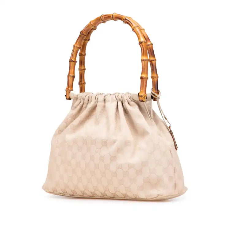 Gucci GG Canvas Bamboo Handbag