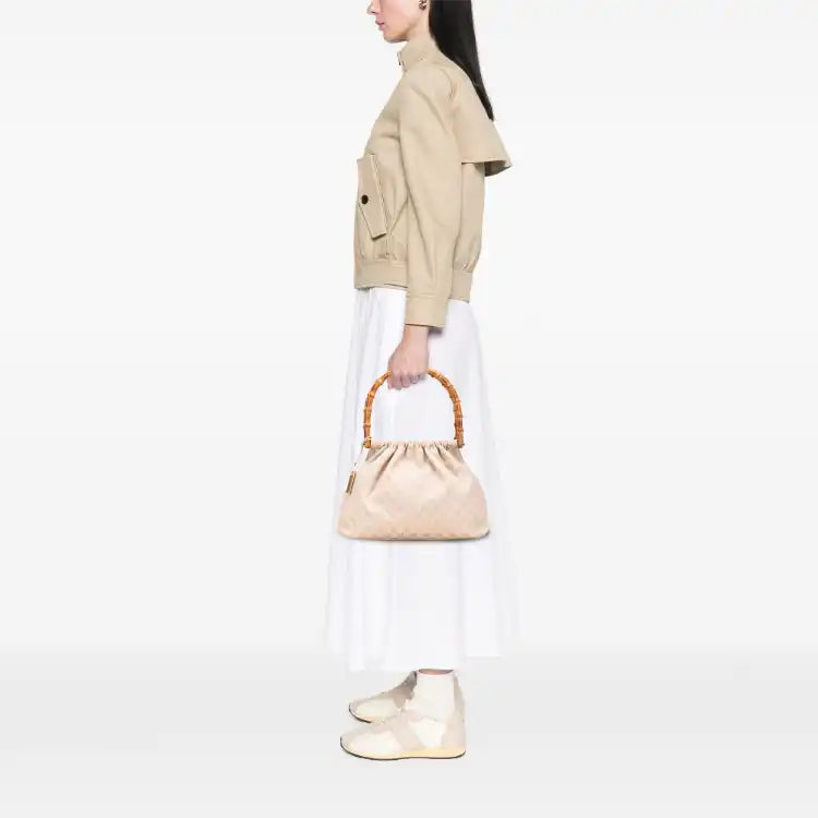 Gucci GG Canvas Bamboo Handbag