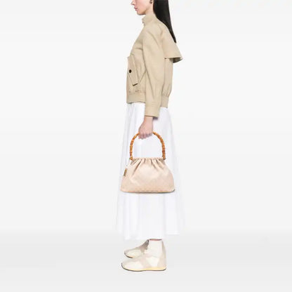 Gucci GG Canvas Bamboo Handbag