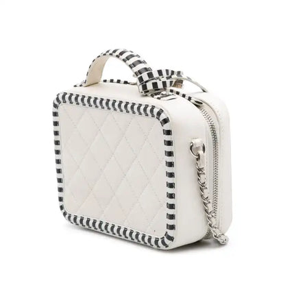 Chanel ped CC Filigree Vanity Case Small Caviar Striped CC Filigree Vanity Case