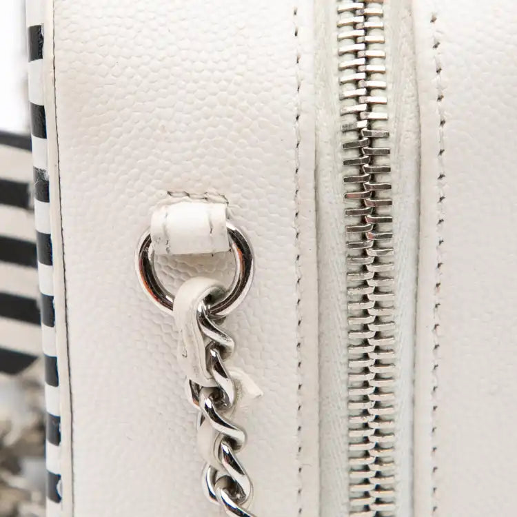 Chanel ped CC Filigree Vanity Case Small Caviar Striped CC Filigree Vanity Case