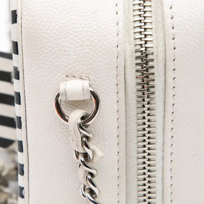 Chanel ped CC Filigree Vanity Case Small Caviar Striped CC Filigree Vanity Case