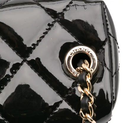 Chanel Quilted Patent Logo Chain Vanity Case