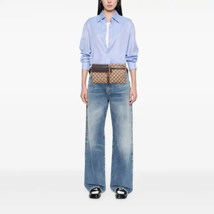 Gucci GG Canvas Web Double Pocket Belt Bag
