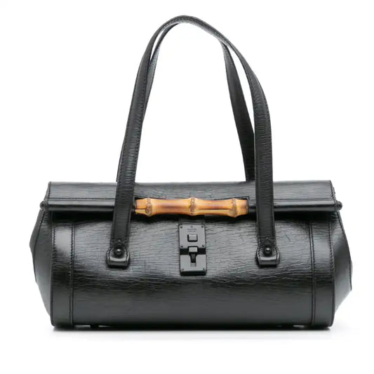 Leather Bamboo Bullet Shoulder Bag