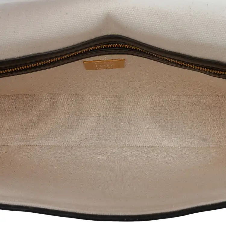 Fendi Chinese Valentines Day Zucca Embroidered Canvas Baguette Satchel
