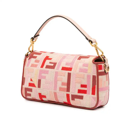 Fendi Zucca Embroidered Canvas Baguette Satchel