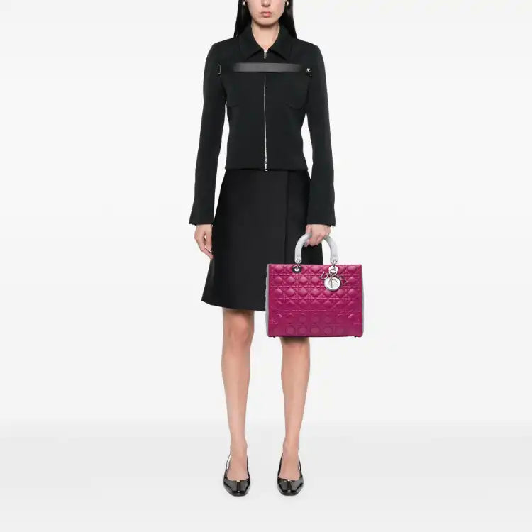Dior Large Bicolor Lambskin Cannage Lady