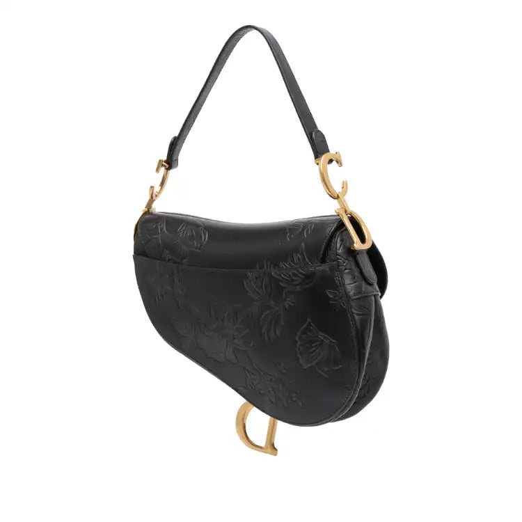 Dior Embossed Calfskin Jardin Botanique Saddle Bag