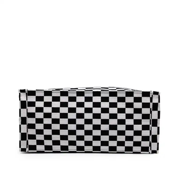 Dior Large Embroidered Canvas Checkered Book Tote