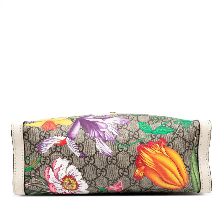 Gucci Small GG Supreme Flora Padlock Tote