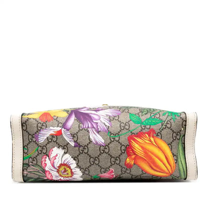 Gucci Small GG Supreme Flora Padlock Tote