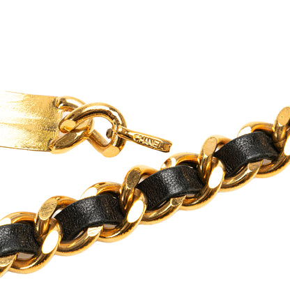 Chanel Gold Plated Medallion Leather Woven Chain Belt