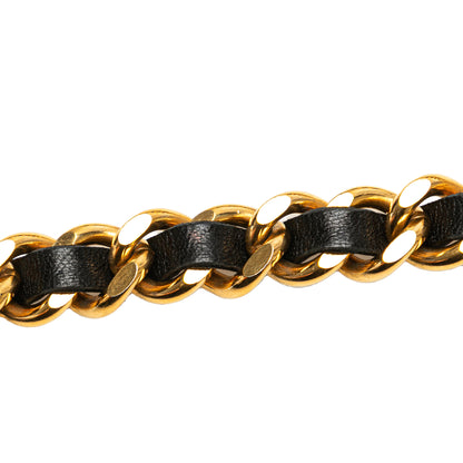 Chanel Gold Plated Medallion Leather Woven Chain Belt