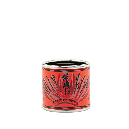 Hermès Enamel and Palladium Plated Brazil Feather Scarf Ring
