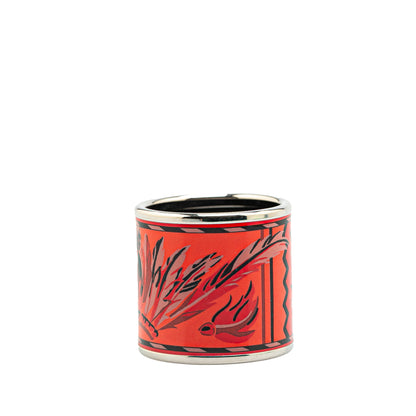 Hermès Enamel and Palladium Plated Brazil Feather Scarf Ring