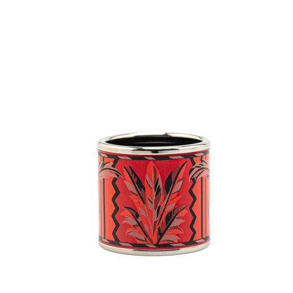 Hermès Enamel and Palladium Plated Brazil Feather Scarf Ring