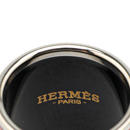 Hermès Enamel and Palladium Plated Brazil Feather Scarf Ring