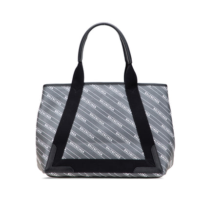 Balenciaga Coated Canvas Logo Navy Cabas Tote S